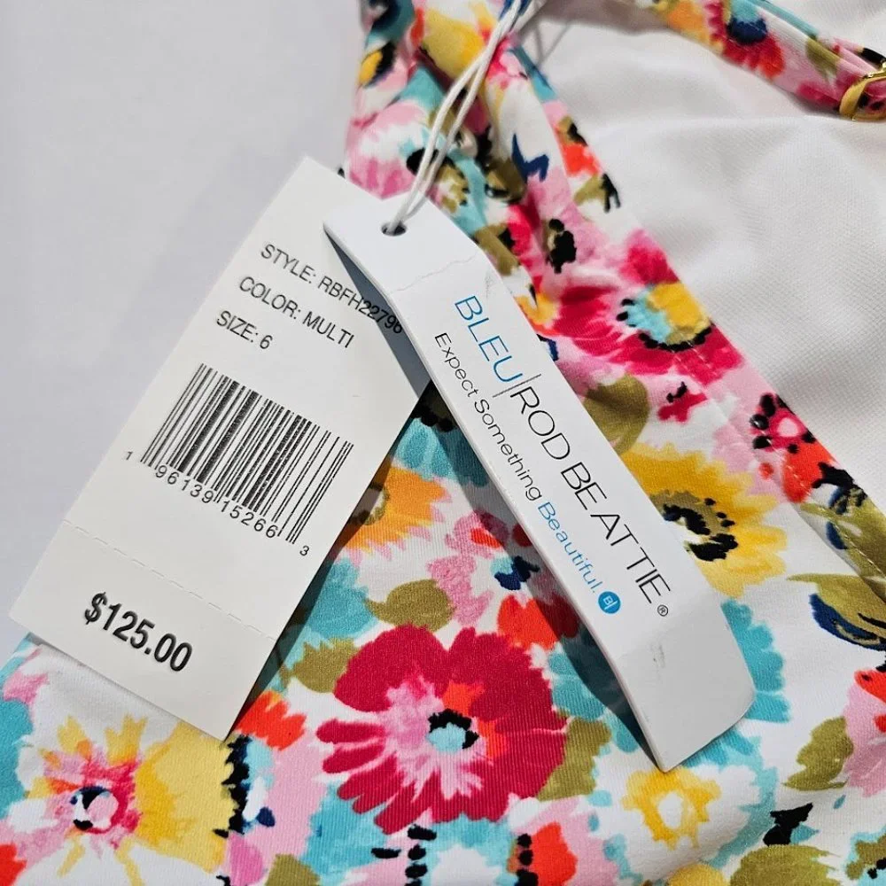 Bleu Rod Beattie Flower Hour Cross-Back One-Piece Size 6 - Picture 9 of 11